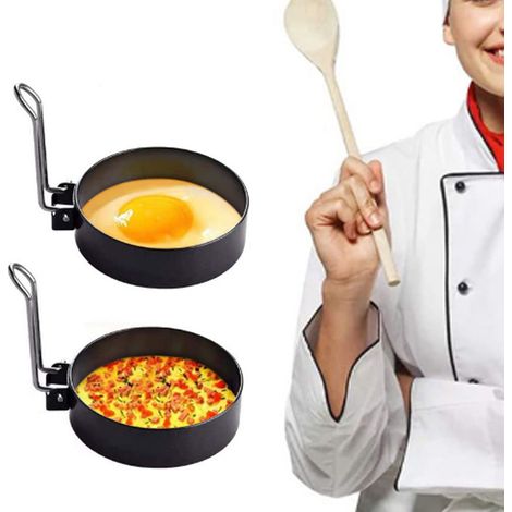 2 pièces Anneaux en Acier Inoxydable pour Façonner des Œufs Ronds, Poêle Antiadhésive, Accessoire de Cuisine (1/5)