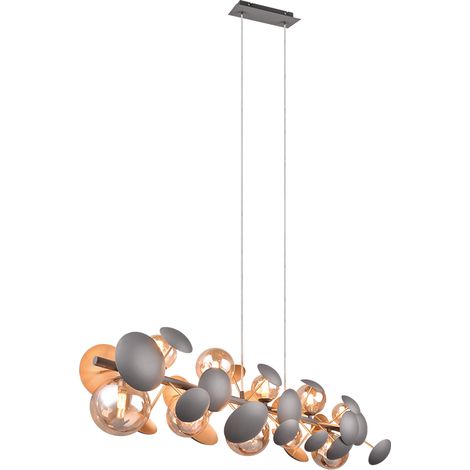 Suspension 10xg9 max 10w verre ambre et metal anthracite 100cm - trio select - bubble 88830868 88830868 88830868 88830868 88830868 (1/5)