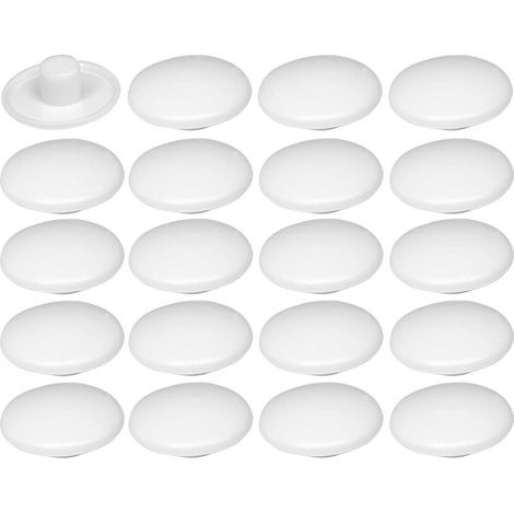 20x Cache vis en plastique 4 x 2,7 x 11,8mm Confirmat Meuble Capuchon Bouchon Trou Protection Universel, blanc (1/3)