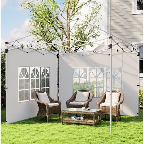 Panel lateral para cenador 3x3/3x4 m con ventana, lote de 2, blanco HAVRYA (1/5)