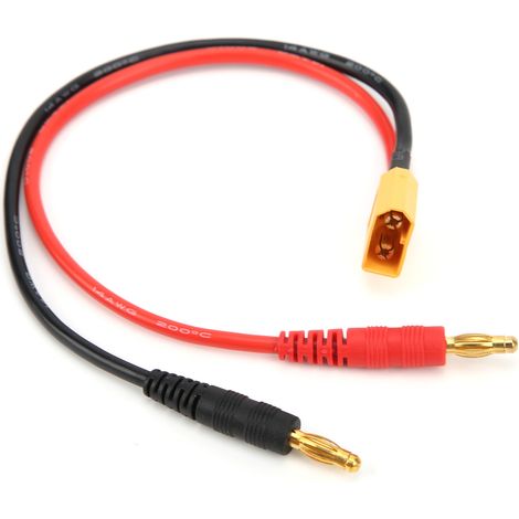Câble de charge XT60 vers fiche banane 4.0mm 14AWG 22cm pour batterie LiPo RC (1/5)