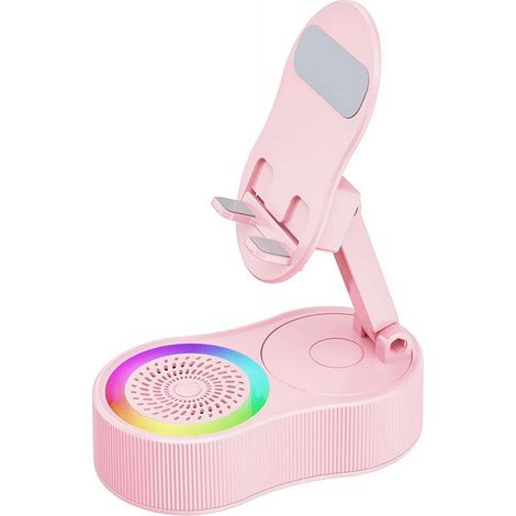 Altoparlante Bluetooth wireless con funzione di induzione, supporto per telefono 5 in 1, ricaricabile in caso di emergenza, con luce ambientale colorata, Bluetooth (1/5)