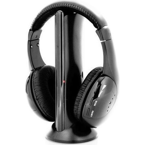 Casque sans fil avec radio FM, microphone antibruit HD, Bluetooth et port USB - Noir (1/5)