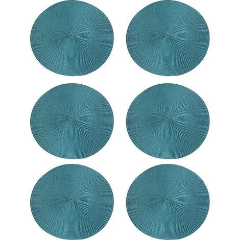 Runde Platzsets, 6er-Set, kreuzgewebt, grün