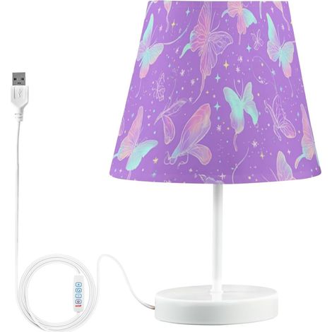 Kcldeci Lampe de chevet motif papillons pour chambre à coucher (1/5)