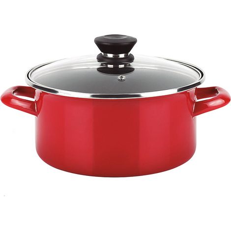 FAGOR Optimax Cacerola 24cm Inducción Acero Esmaltado, Antiadherente Ecológico sin PFOA, Vitrocerámica, Gas Rojo (1/4)