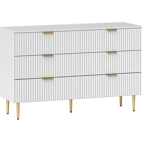 Cassettiera, 6 cassetti, moderno, bianca, 120 × 40 × 76,5 cm, MDF, 40 kg, con maniglia (1/5)