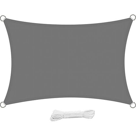 Voile d'ombrage Rectangulaire 3x4 Mètre Imperméable Voile Ombrage résistant à l'eau Anti UV 4x3 m pour Jardin Terrasse Patio,Gris