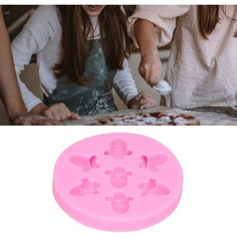 UlisemMoule à gâteau en Silicone de qualité alimentaire en forme d'abeille, outil de cuisson de décoration de gâteau à faire soi-même (rose) (1/4)