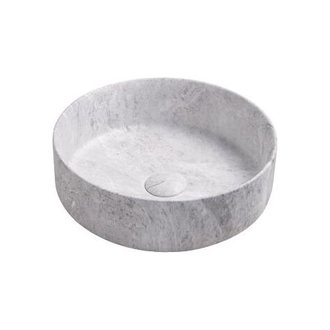 ONDEE ZEN - Vasque à poser ronde NAMI - Céramique Marbre gris - Dim : Ø34,6 x 11,4cm