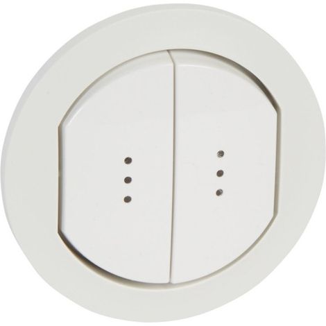 Legrand 067804 Weiße Blende IP44 Céliane für Doppel-Lichtschalter mit Kontrollleuchte