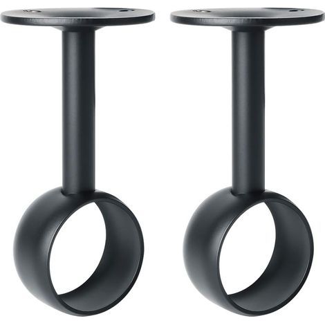 CSPARKV 2 Pcs Support de Tringle à Rideaux Support Tringle Penderie avec Vis Support de Plafond pour Rideau et Armoire, Noir Mat en Acier Inoxydable, Diamètre 32 mm (1/5)