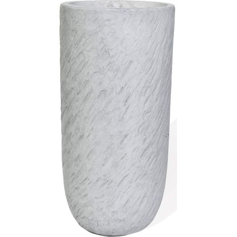 Köhko® Blumenkübel Pflanzkübel aus Fiberglas Pflanzübertopf ø24xH49 cm Elfenbeinfarben Rund Übertopf