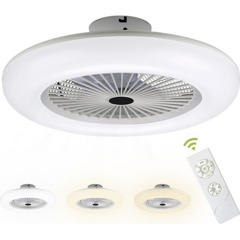 Ventilatore da soffitto con telecomando Luce da soffitto ultra silenziosa per soggiorno ristorante camera da letto-3 colori (1/5)
