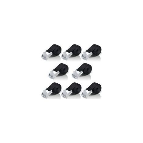 Sangle d'arrimage 8 pièces – Tendeur à cliquet 100 cm – Charge maximale 200 kg – Boucle de serrage en acier inoxydable – Pour transport moto/voiture (1/5)