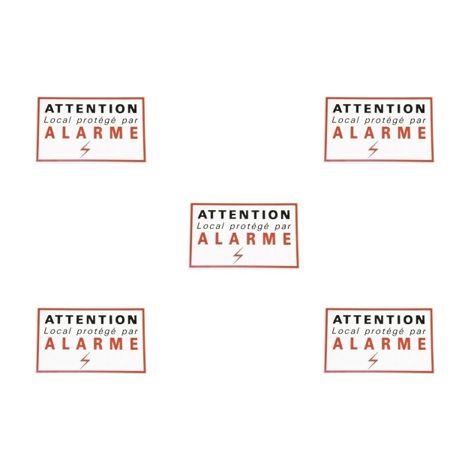 Pack 5 Pièces d’Etiquettes Signalisation Adhésive - Sticker Alarme Sécurité, Autocollant Dissuasif, Protection Dissuasive