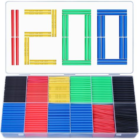 1200 Pieces Heat Shrink Tubing, Electrical Insulation Heat Shrink Wrap Cable Tube, 2:1 Contraction Ratio, 5 Colors, 12 Sizes (1/5)