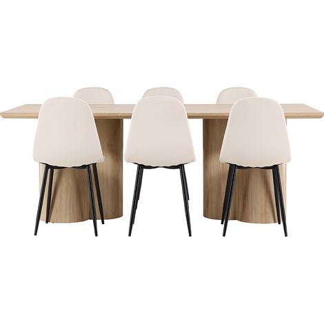 Olivia Essgruppe Tisch 100x210cm und 6 Velours Stühle natur.