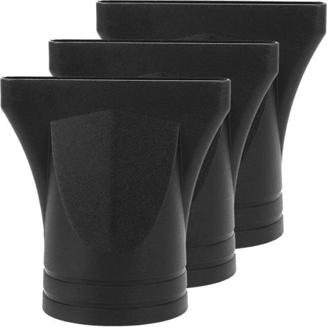 Set of 3 universal hair dryer attachments – concentrator nozzles compatible with all models – durable plastic, black