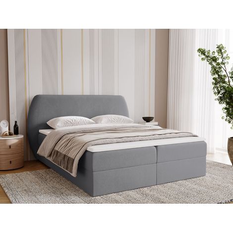 Lit continental Bogota avec rangement 160 x 200 double, velours, gris (1/5)