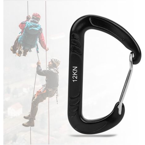 Mousqueton en D 12KN à verrouillage automatique pour escalade et parachutisme (noir)