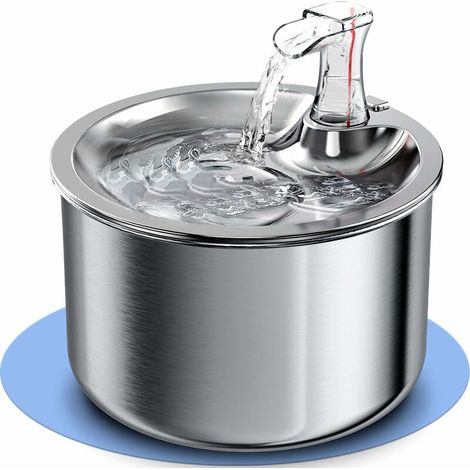 Fontaine à Eau pour Chat, Acier Inoxydable, 2l, Fontaine à Boire pour Animaux de Compagnie avec Débit d'eau réglable, Distributeur d'eau alimenté par USB pour Chats et Chiens——,
