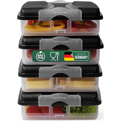 Novaliv 4x petits récipients de conservation des aliments avec 4x couvercles, empilables pour réfrigérateur et congélateur, ensemble de récipients de