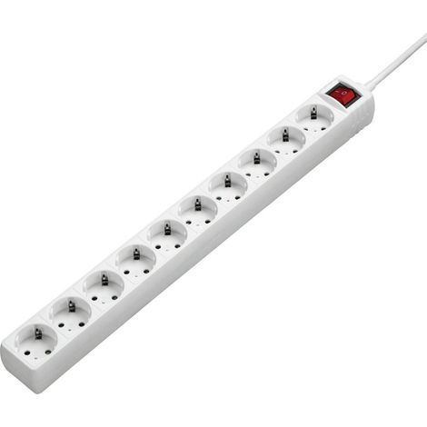 Hama Ciabatta elettrica a 10 prese con interruttore (3 m di lunghezza, max. 3500 W), presa multipla XXL, colore: bianco (1/4)