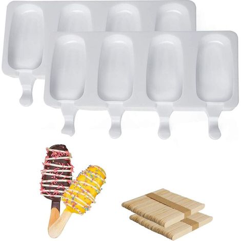 Ensemble de 2 moules à glace réutilisables pour enfants et adultes (comprend 100 bâtonnets) - Compatible avec la crème glacée FX-AquaForge. (1/5)