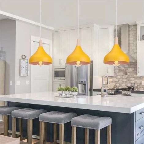 Lot de 3 Lampe Luminaire Industrielle,E27 Moderne Lustre Suspension en Métal Style Edison pour Salon Chambre Cafe Bar (1/4)