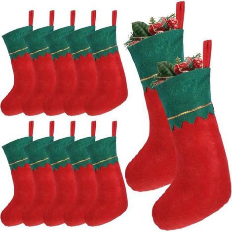 12 Chaussette de Noel,Non Tissé,Suspendre,Sapin,Cheminée,Décoration (1/5)