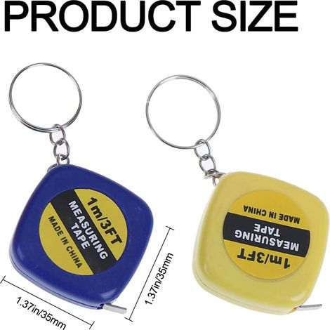 Mesure Auto Lock-1m / 3ft Mètre à Ruban, Blocage Du Ruban, Ruban Ultra Épais, Professional Mètre Pliant, Crochet 2 Rivets, Position Du Zéro Réel, Ruban Anti-Corrosion (Bleu et jaune，2pcs) (1/4)