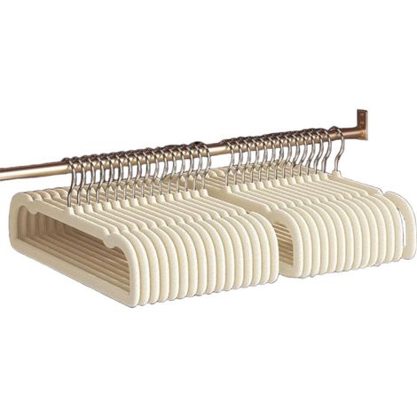 Lot de 10 cintres pour pantalons velours flockés — Antidérapants, sans traces, profil fin pour gain de place (1/5)