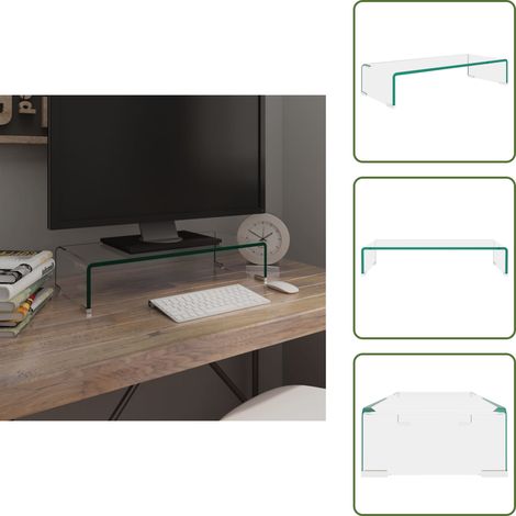 The Living Store Soporte para TV/Elevador monitor cristal claro 60x25x11 cm - Estante de vidrio