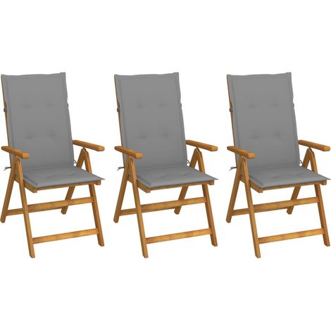 Klappbare Gartenstühle 3 Stk. mit Auflagen Massivholz Akazie