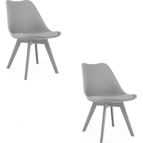 Set di 2 sedie Mark in polipropilene grigio con cuscino (1/5)