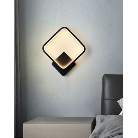 13W LED Indoor Wall Light Round Wall Lamp Black Warm White 3000K Modern for Bedroom Living Room Staircase Corridor AC 230V [Energy Class F] (1/4)
