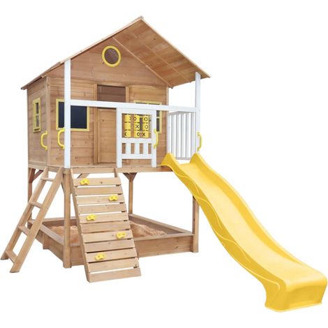 Grande Casetta GINGER HOME per Bambini con Sabbiera e Scivolo, in Legno, per Cortile e Giardino, 258×271,5×291 cm (1/5)