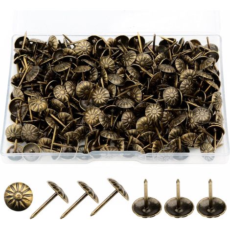 Lot de 300 punaises décoratives vintage pour décorer canapés, portes et autres meubles. Dimensions : 11 x 17 mm (vert/antique). (1/5)