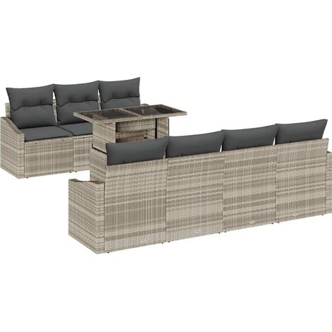 Maison Exclusive - Set Divano da Giardino 8 pcs Grigio chiaro polyrattan