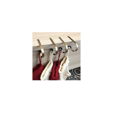 Juego de 4 soportes para calcetines de Navidad para chimenea, juego de 4 ganchos para repisa de chimenea, fiesta de Año Nuevo y Navidad (bronce) (1/4)