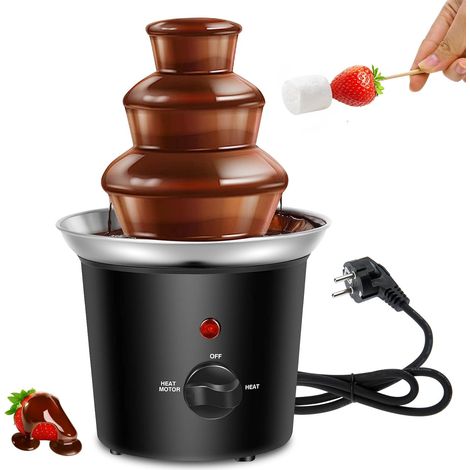 Fontaine à chocolat électrique à 3 niveaux - En acier inoxydable - 60 W - Capacité : 450 g - Pour fêtes, anniversaires, Noël (1/5)