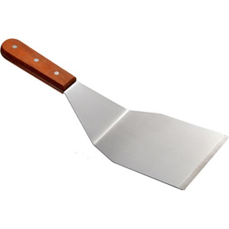 Spatule à plancha avec manche en bois, gril à dessus plat en acier inoxydable pour la cuisine domestique, Barbecue pique-nique 34x11cm (1/5)