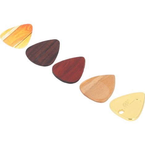 Gitarrenplektrum-Set aus Palisanderholz, 1-teiliger Aufbewahrungshalter aus Holz, Mini-Schmuckorganizer, 5 Plektren (1/5)