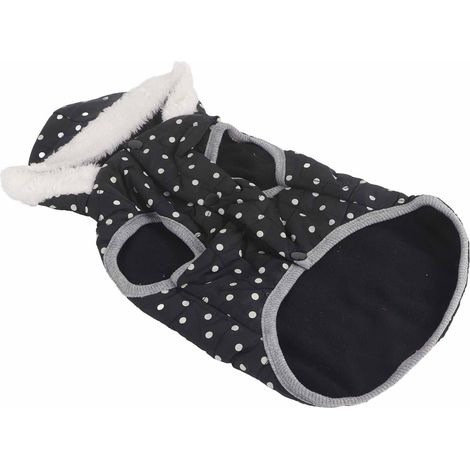 Gilet d'hiver élégant à pois, rembourré et épais, avec capuche, pour chiens et chats de petite et moyenne taille. Taille S. (1/5)
