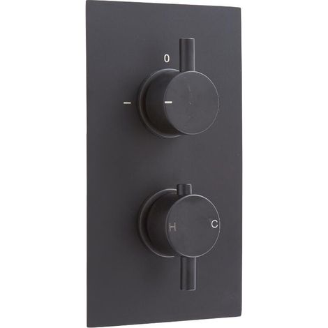 Milano Nero 1 Outlet Twin Thermostatic Concealed Mixer Shower Valve - Black (1/4)