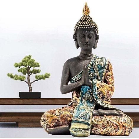 Statue de Bouddha Thaïlande Sculpture Résine Faite à la Main Bouddhisme Hindou Feng Shui Figurine Méditation Maison D