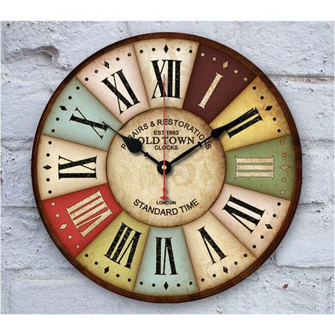 royaluxe - Horloge murale en bois horloge murale salon pastorale décoration simple horloge murale quartz , vert , 34234cm, (1/4)