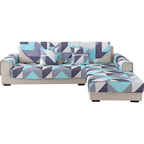 Housse de Canapé Coton Imprimé Géométrique 90x90cm Antidérapante Respirante Protection Meuble Salon Élégante Durable Facile à Nettoyer (1/5)