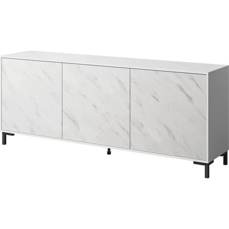 Kommode MARMO 150 cm 3D weiß matt / weißer marmor